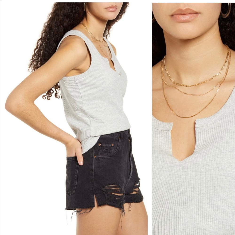 Split neckline ribbed tank by Articles of Society